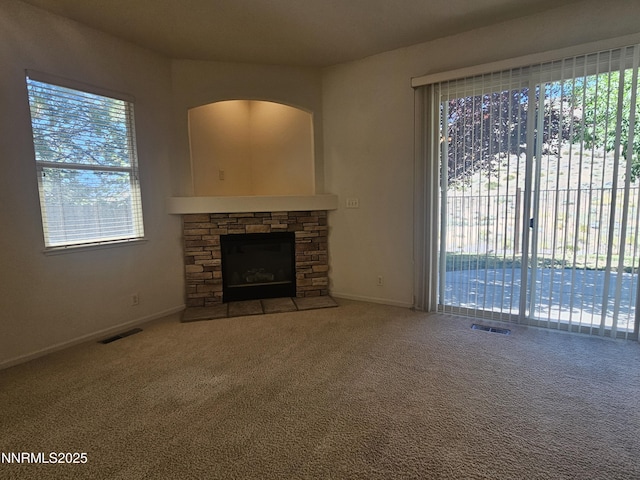 2735 Avenida De Landa, Reno, NV 89523 - unfurnished living room featuring carpet and a fireplace