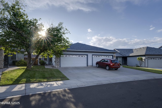 3082 Doubletree Ln, Carson City, NV 89701 - view of front facade with a garage, a front lawn, concrete driveway, and roof with shingles