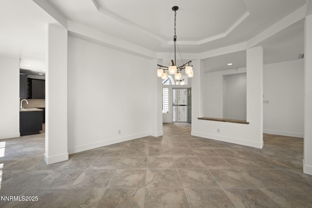 4033 Clover Creek Ct, Reno, NV 89519 - spare room featuring a chandelier, a raised ceiling, and recessed lighting