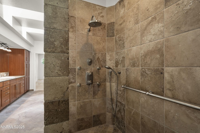 4033 Clover Creek Ct, Reno, NV 89519 - full bathroom featuring tiled shower and vanity