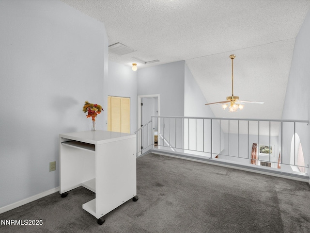 4325 Leeward Ln, Reno, NV 89502 - carpeted empty room featuring a textured ceiling, a ceiling fan, and lofted ceiling