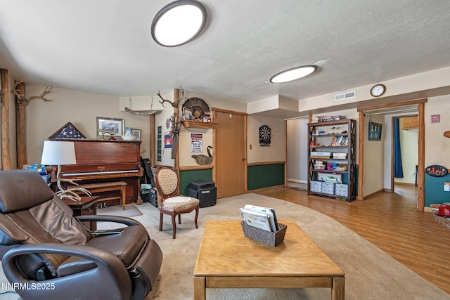 2450 Chukar Dr, Washoe Valley, NV 89704 - living room featuring a textured ceiling and wood finished floors