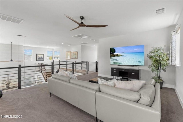5517 Western Rider Trl, Reno, NV 89511 - living area featuring carpet flooring, ceiling fan, and recessed lighting