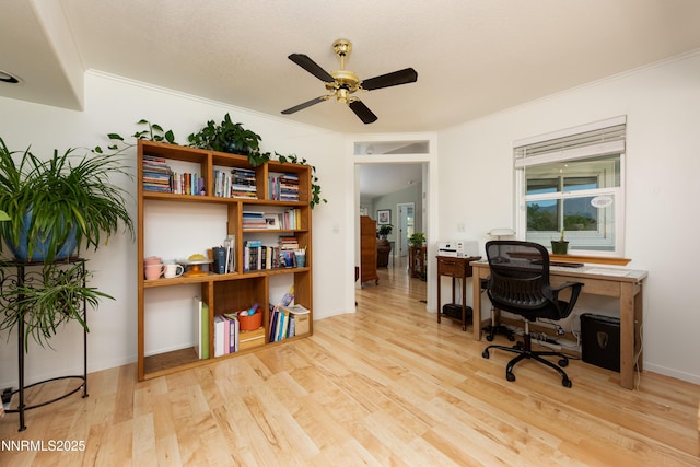653 Carmel Way, Gardnerville, NV 89460 - home office with wood finished floors, ornamental molding, and a ceiling fan