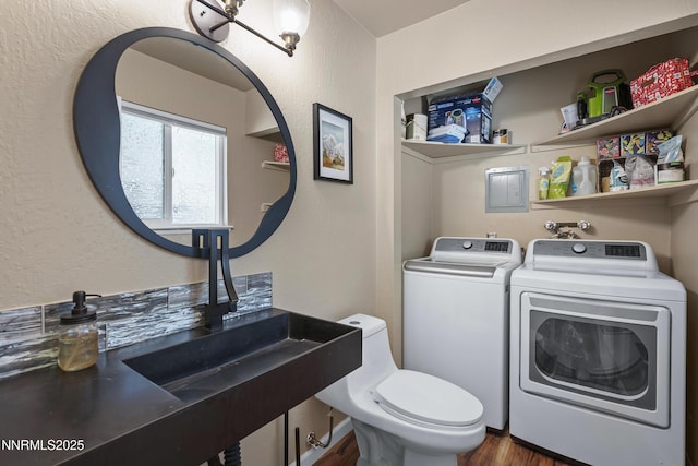 978 Glenrock Dr Unit 36, Incline Village, NV 89451 - half bathroom with separate washer and dryer and wood finished floors