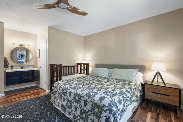 978 Glenrock Dr Unit 36, Incline Village, NV 89451 - bedroom with wood finished floors, ceiling fan, and ensuite bath