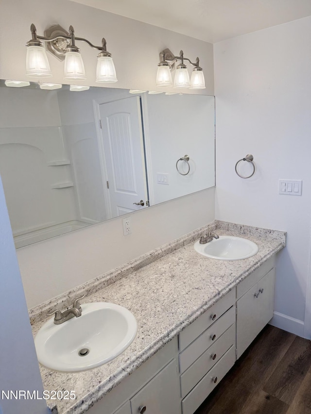 1568 County Rd, Minden, NV 89423 - bathroom with double vanity and wood finished floors