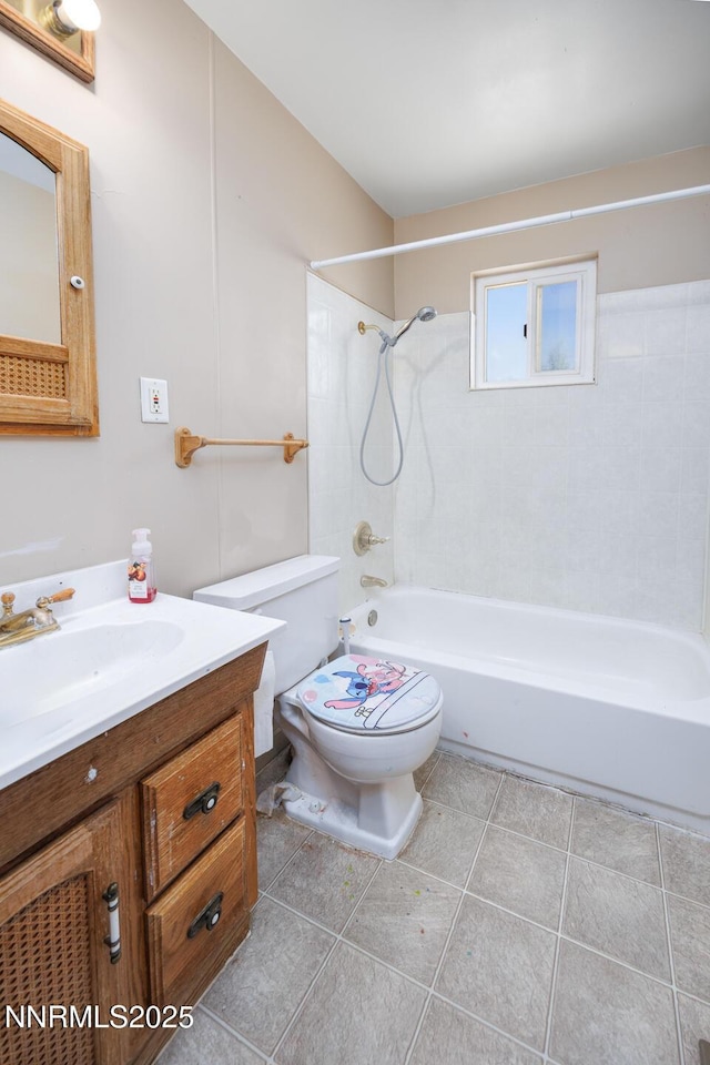 3480 York Ln, Fallon, NV 89406 - bathroom featuring shower / bathtub combination, vanity, and tile patterned flooring