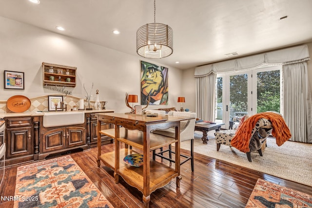 3820 Frost Ln, Reno, NV 89511 - dining area with dark wood-style flooring, recessed lighting, and a chandelier