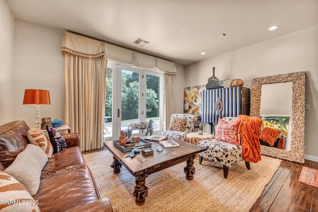 3820 Frost Ln, Reno, NV 89511 - living area with hardwood / wood-style flooring, recessed lighting, and french doors