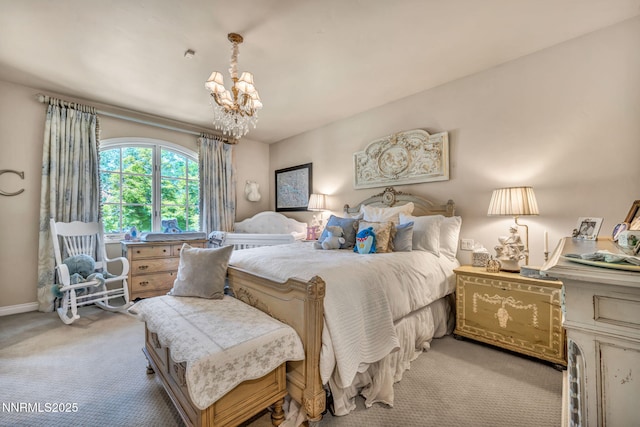 3820 Frost Ln, Reno, NV 89511 - bedroom featuring light colored carpet and a chandelier
