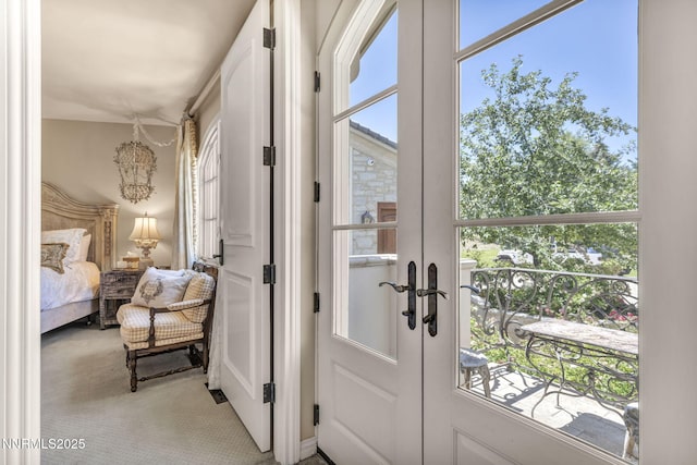 3820 Frost Ln, Reno, NV 89511 - doorway to outside with light carpet and french doors