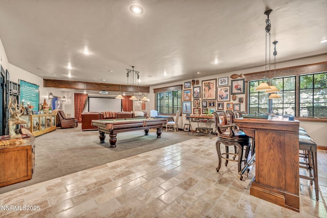 3820 Frost Ln, Reno, NV 89511 - rec room with billiards table, healthy amount of natural light, recessed lighting, and stone tile floors