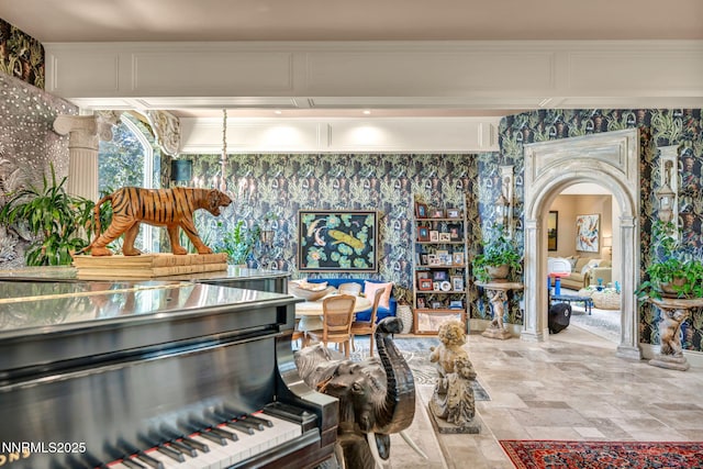 3820 Frost Ln, Reno, NV 89511 - interior space featuring arched walkways and decorative columns