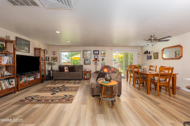 644 Carmel Way, Gardnerville, NV 89460 - living room featuring wood finished floors, a ceiling fan, and recessed lighting