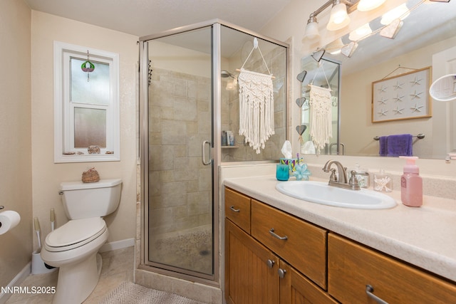 644 Carmel Way, Gardnerville, NV 89460 - bathroom featuring vanity, tile patterned flooring, and a stall shower