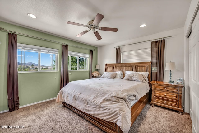 8030 Verde Ct, Winnemucca, NV 89445 - bedroom featuring carpet flooring, a ceiling fan, recessed lighting, and a closet