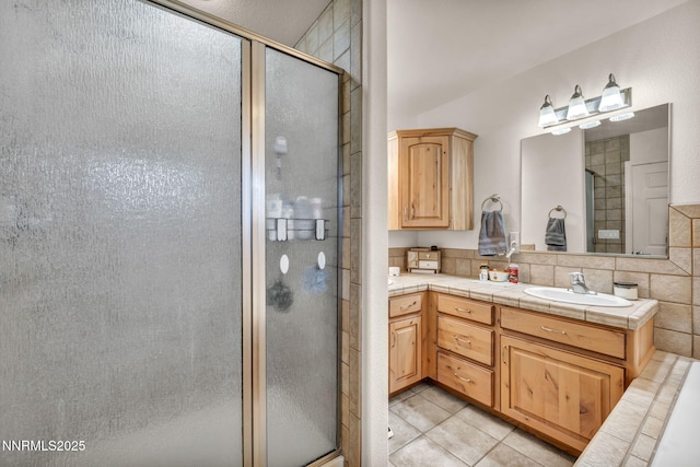 8030 Verde Ct, Winnemucca, NV 89445 - full bath featuring vanity, a shower stall, and tile patterned flooring