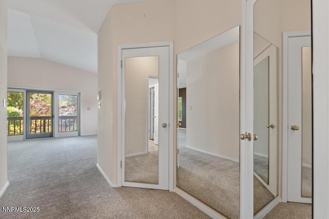 2126 Thomas Jefferson Dr, Reno, NV 89509 - corridor with carpet floors, vaulted ceiling, and french doors