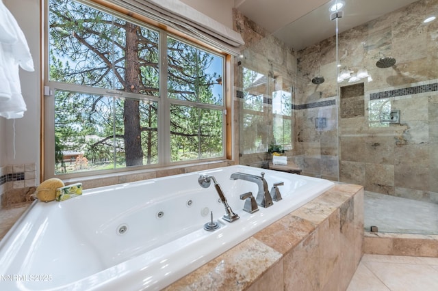 48 Rose Creek Ln, Reno, NV 89511 - full bathroom with a shower stall, a jetted tub, and plenty of natural light