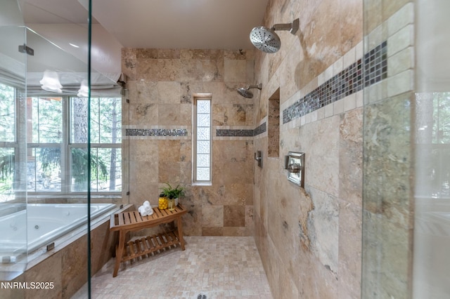 48 Rose Creek Ln, Reno, NV 89511 - bathroom featuring a tile shower and a jetted tub