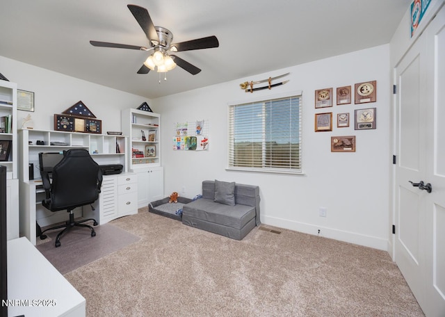 776 Kinsli St, Fallon, NV 89406 - carpeted office featuring a ceiling fan and baseboards