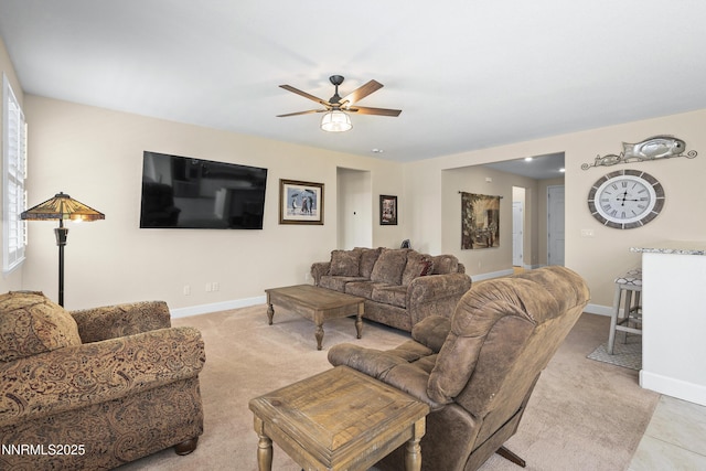 7106 Owl Vw Dr, Sparks, NV 89436 - living area with light carpet and a ceiling fan
