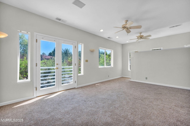 1425 Julie Ct, Reno, NV 89509 - carpeted empty room with french doors, a ceiling fan, and recessed lighting