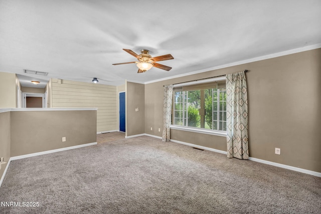 4210 Magnolia Rd, Fallon, NV 89406 - unfurnished living room with ceiling fan, crown molding, and carpet floors