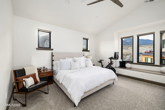 2912 Portrush Dr, Genoa, NV 89411 - carpeted bedroom with lofted ceiling and a ceiling fan