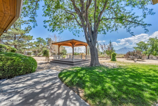 1405 Primrose Ln, Minden, NV 89423 - surrounding community featuring a lawn and a deck with mountain view