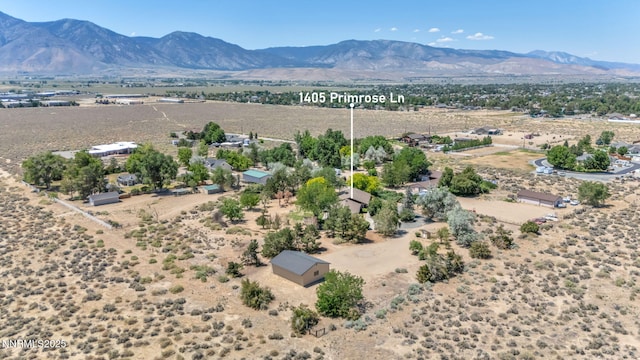 1405 Primrose Ln, Minden, NV 89423 - aerial overview of property's location with a mountainous background and property boundaries highlighted
