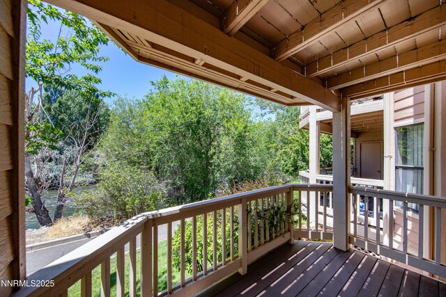 2875 Idlewild Dr Apt 5, Reno, NV 89509 - wooden terrace featuring view of wooded area