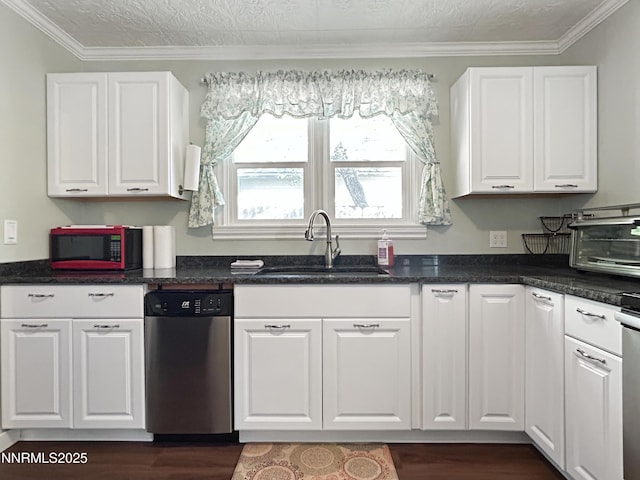 540 Garrison St, Winnemucca, NV 89445 - kitchen with dishwasher, white cabinets, and dark wood-style floors
