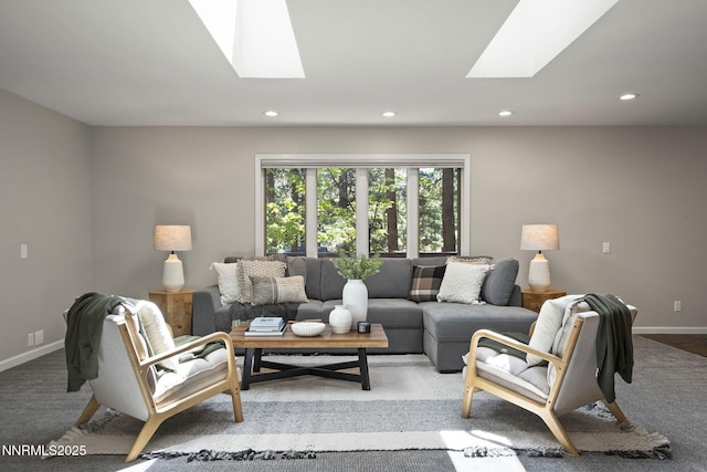 1705 Blue Spruce Rd, Reno, NV 89511 - living room featuring a skylight, recessed lighting, and carpet