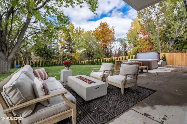 3390 Thornhill Dr, Reno, NV 89509 - fenced backyard with a patio and an outdoor living space with a fire pit