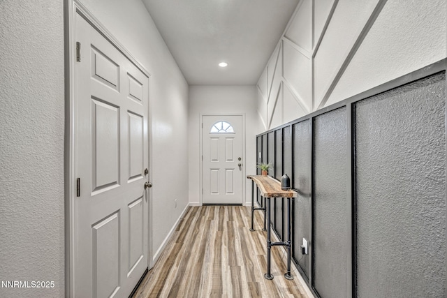 776 Great Basin Ln, Fallon, NV 89406 - doorway to outside with light wood-style floors and recessed lighting