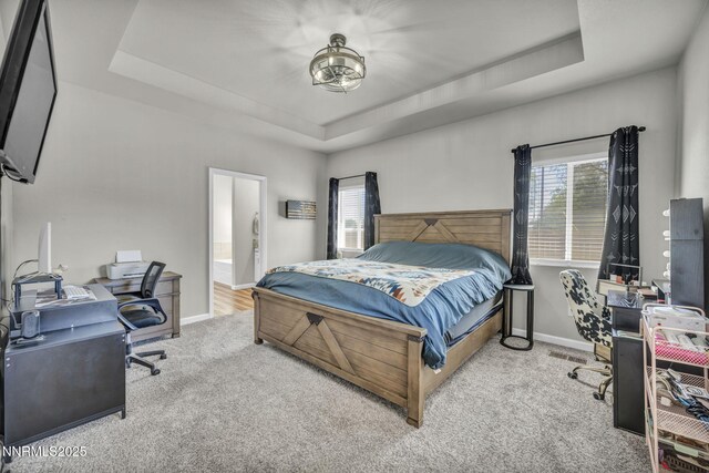 776 Great Basin Ln, Fallon, NV 89406 - bedroom with a raised ceiling, carpet, and a desk