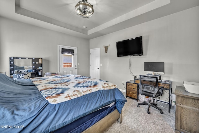 776 Great Basin Ln, Fallon, NV 89406 - carpeted bedroom featuring a raised ceiling and a desk