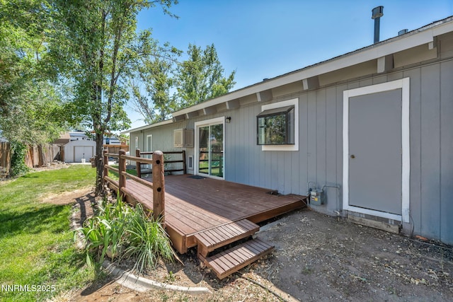 1419 Leonard Rd, Gardnerville, NV 89460 - wooden terrace with a storage unit and a yard