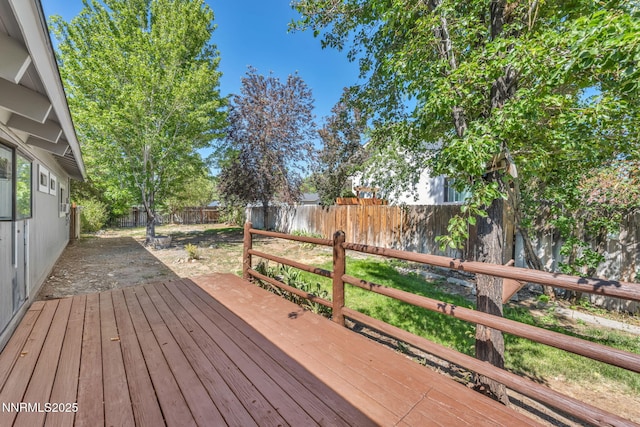 1419 Leonard Rd, Gardnerville, NV 89460 - wooden deck featuring a fenced backyard