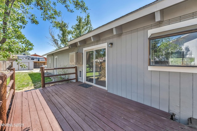 1419 Leonard Rd, Gardnerville, NV 89460 - wooden terrace featuring a storage shed