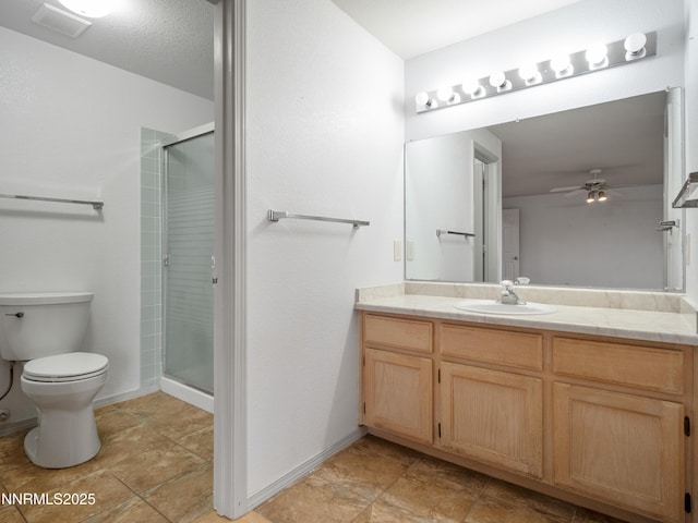 2843 Wade St, Minden, NV 89423 - full bath featuring vanity, a shower stall, and a ceiling fan
