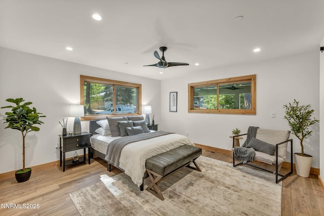 116 Cypress Way, Stateline, NV 89449 - bedroom with recessed lighting, light wood-type flooring, and a ceiling fan