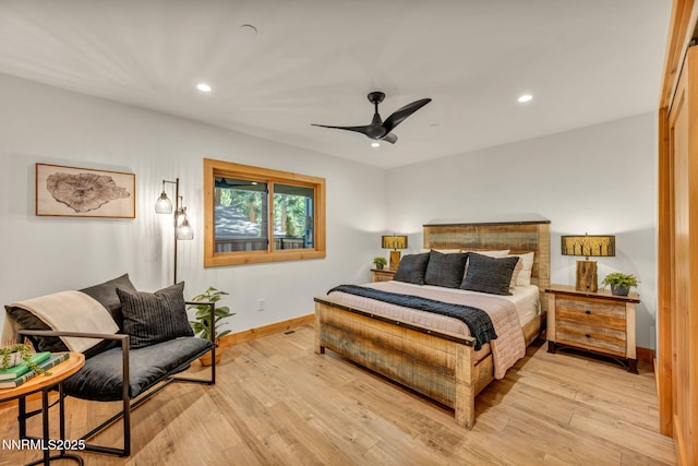 116 Cypress Way, Stateline, NV 89449 - bedroom with recessed lighting, light wood-type flooring, and a ceiling fan