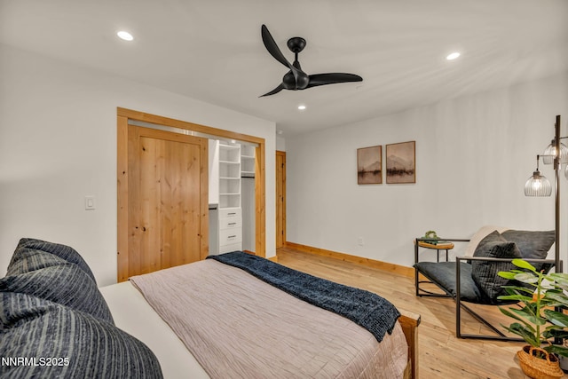 116 Cypress Way, Stateline, NV 89449 - bedroom featuring light wood-style floors, recessed lighting, and ceiling fan