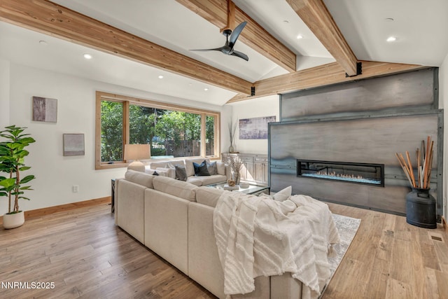 116 Cypress Way, Stateline, NV 89449 - living room featuring ceiling fan, a glass covered fireplace, wood-type flooring, and recessed lighting