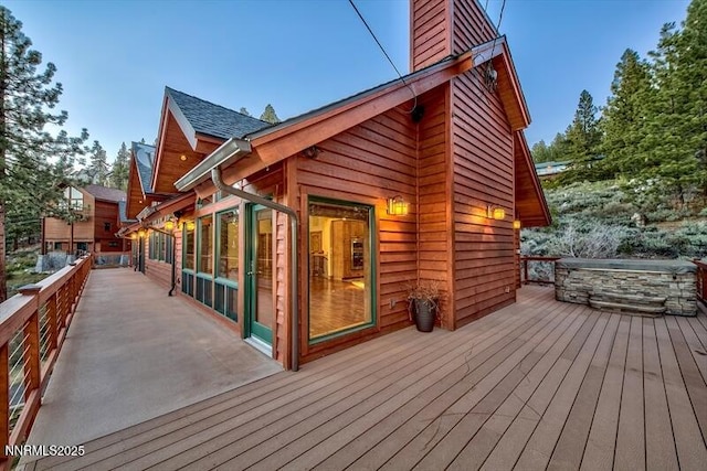 606 Jerry Dr, Zephyr Cove, NV 89448 - wooden deck with a hot tub