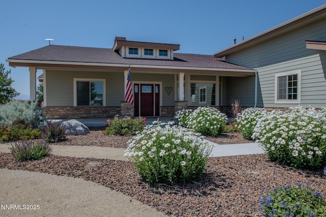 1725 Grandview Pkwy, Minden, NV 89423 - view of front of house with covered porch and stone siding