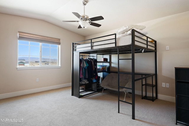 1725 Grandview Pkwy, Minden, NV 89423 - bedroom featuring vaulted ceiling, carpet flooring, and ceiling fan